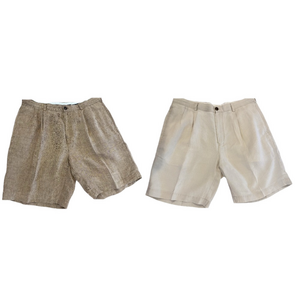 BROOKS BROTHERS IRISH LINEN NEUTRAL SHORTS PLEAT FRONT CLASSIC LUXURY SZ 32W